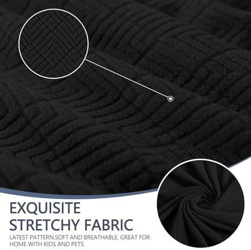 JIVINER Stretch Loveseat Slipcovers 1 Piece Love Seat Sofa Cover Spandex 2 Seater Couch Covers Universal Furniture Protector with Elastic Bottom (Black, Loveseat)