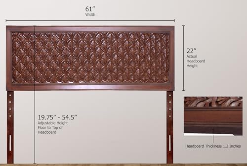 COTTON CRAFT Solid Wood Sturdy Queen Headboard - Antique Brown