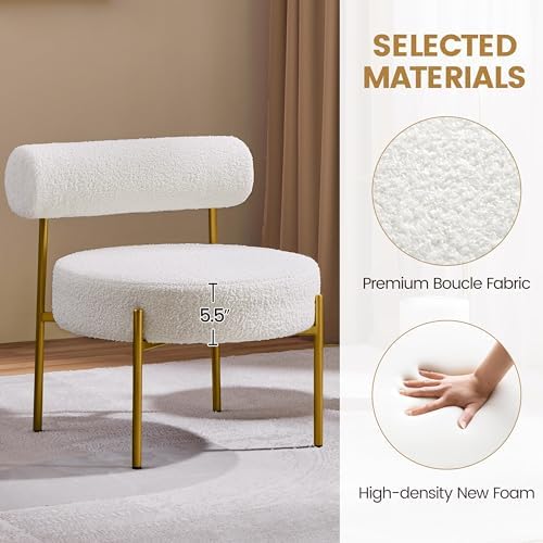 Topeakmart Modern Vanity Chair, Armless Accent Chair, White