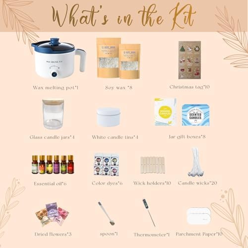 Scented Candle Making Kit for Adult with Wax Melter&Glass Jars 2.3lbs