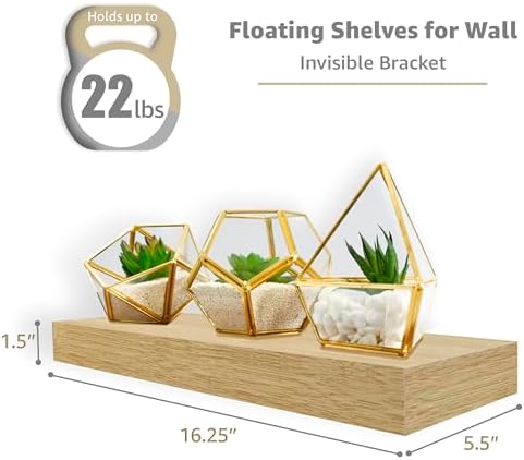 Sorbus 16 Inch Floating Shelves for Wall (5 Pack, Maple Wood)