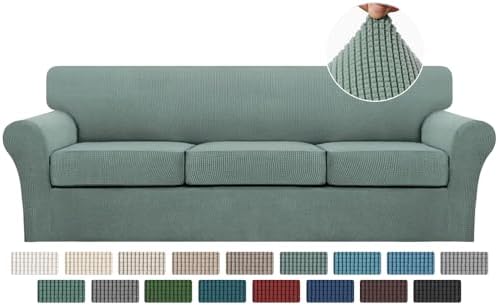 Turquoize 4 Piece Sofa Covers for 3 Cushion Couch Sofa Slipcover Soft Couch Cover for Dogs-Washable Sofa Furniture Covers with 3 Individual Large Cushion Covers (XL Sofa,Dark Cyan)