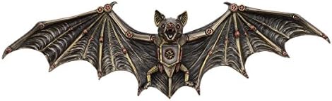 Steampunk Flying Bat Wall Plaque 13.75" L Cold Cast Bronze