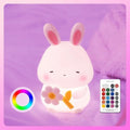 Bunny Night Light for Kids, 16-Color Silicone Animal Lamp Cute