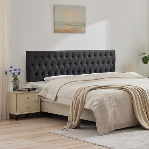 Kingfun Tufted Upholstered Bed Headboard, Dark Grey, Twin Size