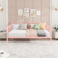 GarveeHome Twin Size Daybed Frame, Sofa Bed with Stylish Headboard, Heavy Duty Steel Slat Support, Space Saving for Living Room/Bedroom/Guest Room, Pink