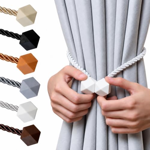 NazTur Magnetic Curtain Tiebacks, Curtain Ties, No-Drill Holdbacks (2 Pack)