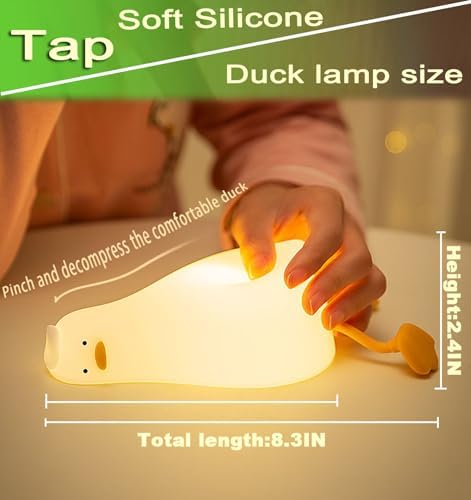Cute Duck Night Light,Lying Duck Night Light for Kids,Silicone Squishy Lamp