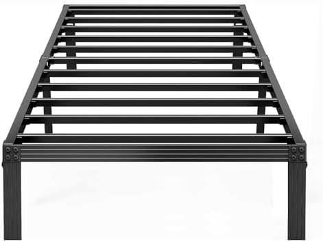 Twin XL Bed Frames, 12 Inches Platform Bed Frame, 1000lbs Heavy Duty Steel Slat, Non-Slip Design, No Box Spring Needed, Easy Assembly, Quiet Noise Free, Under Bed Storage Space, Black