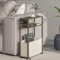 Leomonio Narrow Side Table, Slim Night Stand with Magazine Rack
