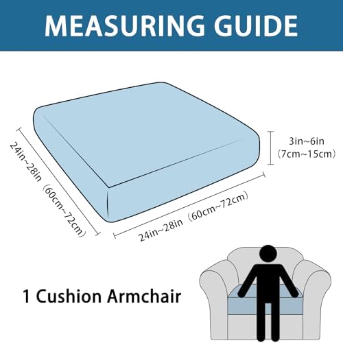 Couch Cushion Cover Leather-Look 1PC Stretch Chair Seat Slipcover for Living Room Individual Armchair Seat Cushion Cover, Pet-Friendly, Non-Slip, Easy Fit - Black