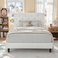 HOMBCK Twin Bed Frames for Kids, Adjustable Headboard, White