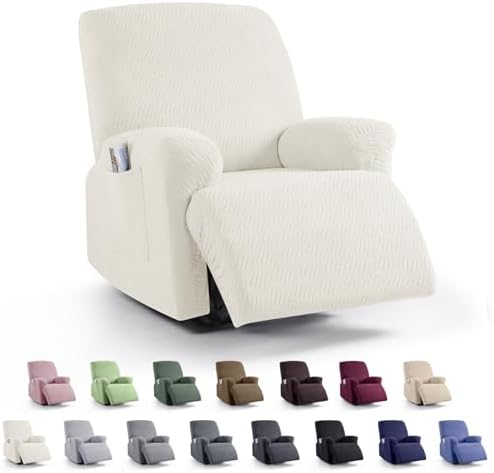 KinCam Oversized Recliner Chair Covers, Reclining Cover, Cream