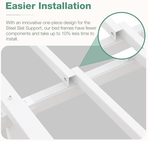Novilla Twin Bed Frame, 16 Inch Metal Platform Bed Frame Twin Size with Storage Space Under Bed, Heavy Duty Steel Slat Support, Easy Assembly, No Box Spring Needed, White