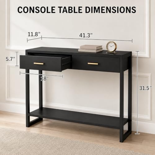 41.3" Modern Entryway Console Table with Foot-Sensor Light, Black