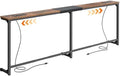 Huuger 63.4-78.3'' Extendable Behind Couch Table with Outlets, Rustic Brown