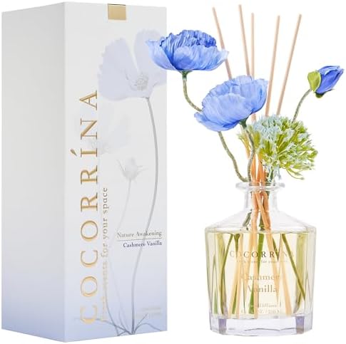 COCORRÍNA Reed Diffuser - Cashmere Vanilla Flower Reed Diffuser Set with 8 Sticks, Home Fragrance Reed Diffuser for Home Bedroom Office Bathroom Shelf Decor (Master Collection)