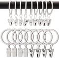 100 Pack Metal Curtain Rings with Clips, 1.26 in ID, White