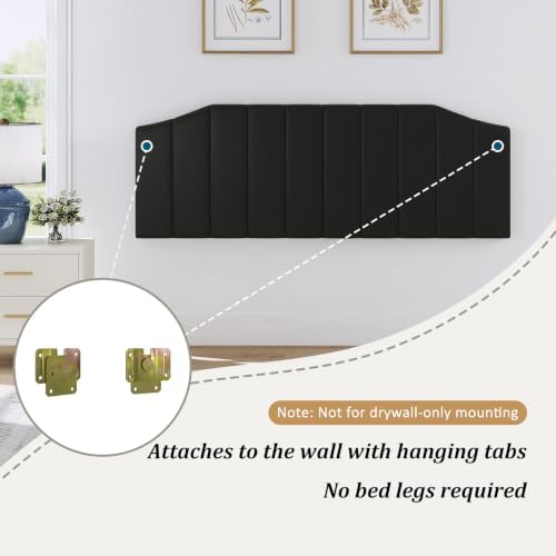 Furpopup Velvet King Size Headboard Only, Wall and Bed Frame Mount, Black