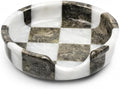 Marble Spoon Rest for Stove Top - Checkered Kitchen Utensil Holder, Coffee Bar Spoon Rest for Counter, White Grey Stone Utensil Rest for Cooking