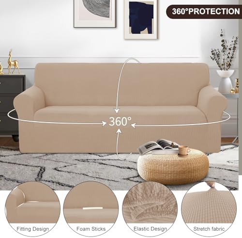 U-NICE HOME Oversized Stretch Couch Cover Slipcover, Camel