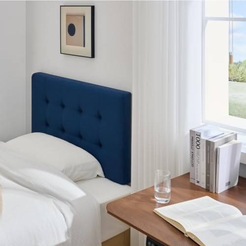 Linen Stitched Tufted Twin Headboard, Adjustable Height 37.2-46 in, Blue