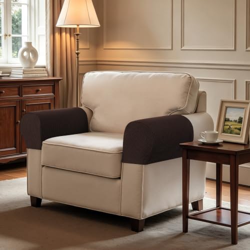 SUBRTEX Stretch Couch Arm Covers Set of 2, Non-Slip Sofa Armrest Slipcovers