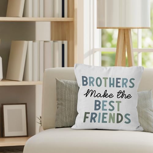 Boys Room Throw Pillow Cover 18x18, Brothers Make the Best Friends Decorative Pillow Covers for Kids Toddler Boy Nursery Room Bedroom Playroom, Playroom Accent Pillows Cover Pillowcases