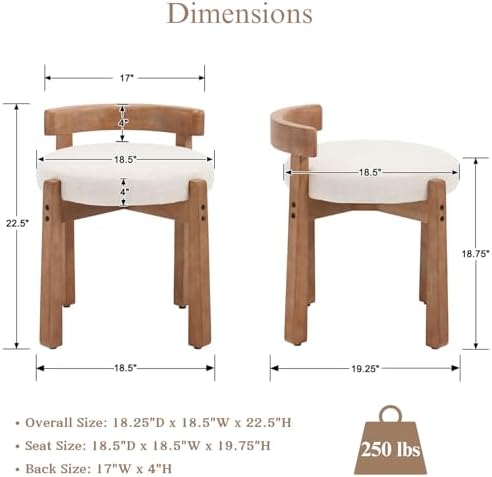 Ya-Home Modern Vanity Chair Upholstered Small Ottoman Footstool, Make Up Stool Linen Fabric with Backrest Wooden Frame for Living Room Bedrooms, 1PC, Beige