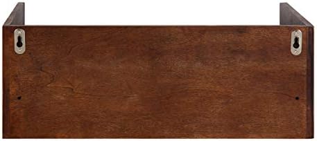Kate and Laurel Kitt Modern Floating Wall Shelf Side Table with Drawer, 18" x 12" x 6.5", Walnut