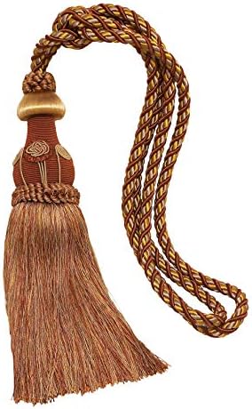 DÉCOPRO Exquisite Hand Crafted Curtain & Drapery Tassel Tieback Tassel Length 12" (30.5cm) 32" Spread (81cm) (Style# TBBL1) Cinnamon Toast Orange Multicolor #6122 (Rust Gold) Set of 2