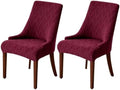 MIFXIN Wingback Side Chair Covers Dining Chair Slipcover Jacquard Stretch Sloping Armchair Protector Arm Chair Seat Cover for Dining Room Living Room Banquet Home Decor (Red, 2 Pcs)