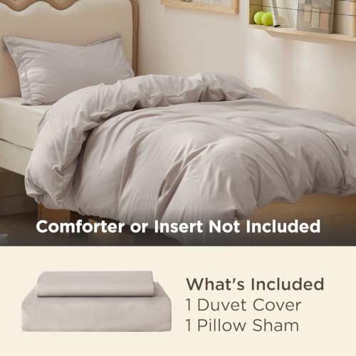 Bedsure Twin/Twin XL Duvet Cover, Soft Double Brushed Bedding Set, Taupe