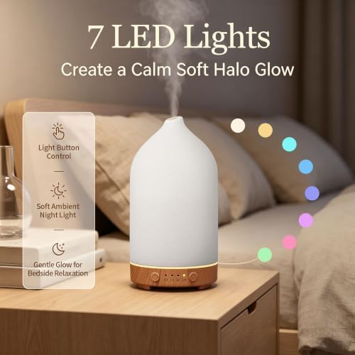 Gooamp 200ML Ceramic Essential Oil Diffuser for Home, Stone Diffuser 2 Pack