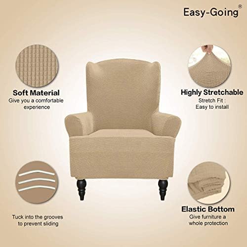 Easy-Going Stretch Wingback Chair Sofa Slipcover Sand