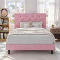 HOMBCK Twin Bed Frame for Kids, Upholstered Platform Bed Frame, Pink