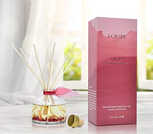 Reed Diffuser Set, Uplift Pomegranate Citrus Scented Oil Diffuser with Sticks, Home Fragrance Accessories for Bathroom Shelf Decor, Aroma Diffusers for Home or Office Desk, USA Made