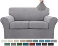 Turquoize 3 Piece Sofa Covers for 2 Cushion Couch Sofa Slipcover Soft Couch Cover for Dogs-Washable Sofa Furniture Covers with 2 Individual Cushion Covers, Thick Jacquard Fabric (Loveseat, Dove)