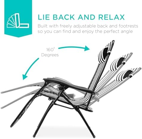 Best Choice Products Zero Gravity Chair Recliner, Black Striped