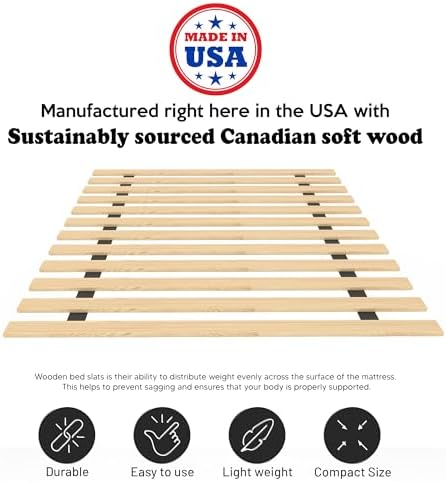 0.68-Inch Horizontal Wooden Bunkie Board/Bed Slats, Enhance Mattress Support, Twin(39"), Beige