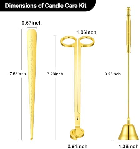 Ohtomber 3 in 1 Stainless Steel Candle Accessory Set, Gold Wick Care Tool