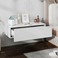 HedoAjim White Modern Floating Wall Mounted Nightstand with Drawer Storage Wood Bedside Table Small Wall Shelf for Bedroom Living Room