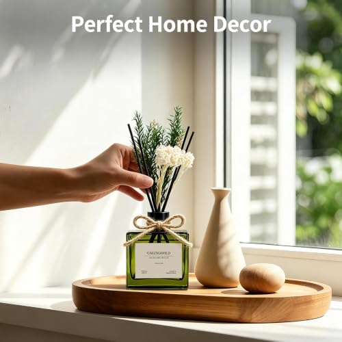 Reed Diffuser, 6.1 oz Fresh Linen Scent Diffuser with Sticks & Dried Flowers, 120 Days Long Lasting diffusers for Home, Elegant Fragrance for Bathroom Bedroom Office Decor Air Fresh