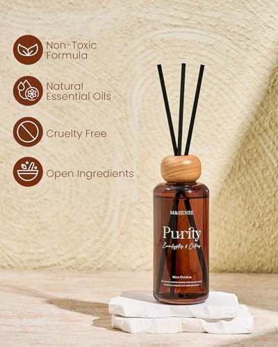 M&SENSE Reed Diffuser Set, Eucalyptus Citrus, 6.3 oz Natural Essential Oil
