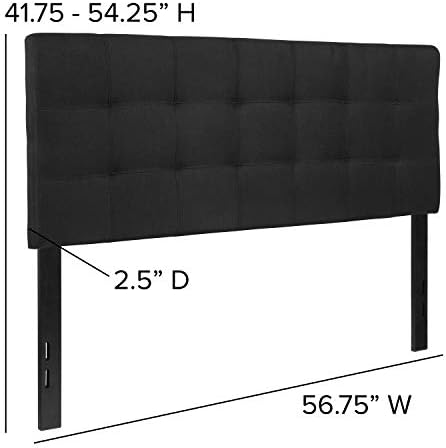 BizChair Quilted Tufted Upholstered Full Size Headboard in Black Fabric
