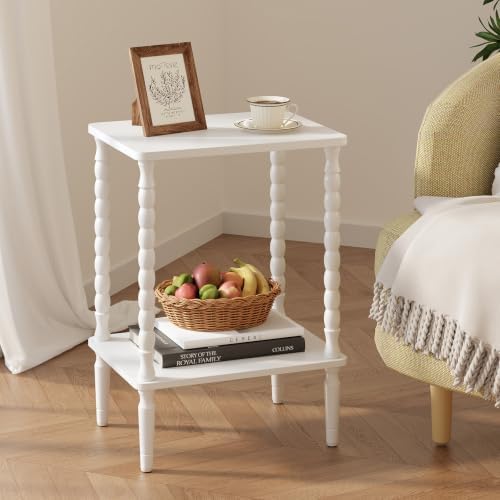 TUTOTAK Small End Table with Solid Wood Legs, Side Table Set of 2