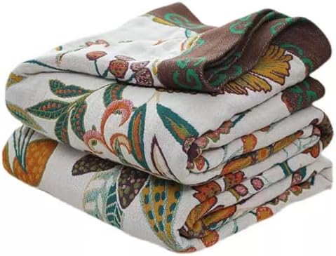 Bailix Boho Throw Blanket, 100% Cotton, Woven Floral Pattern, 80"x90"