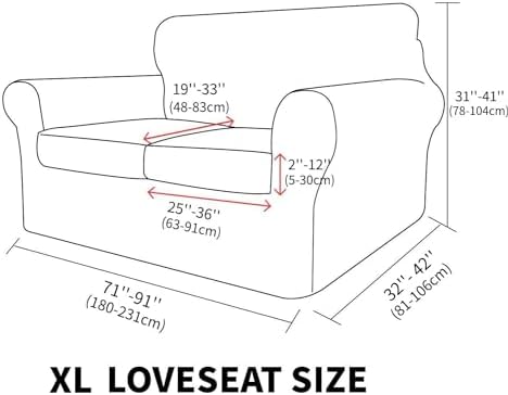 MAXIJIN 3 Piece Couch Covers for 2 Cushion Couch Sofa Cover, Stretch Loveseat Sofa Slipcovers for Sofas with 2 Large Cushions, Thick Dogs Pet Furniture Covers (71"-91", Khaki)