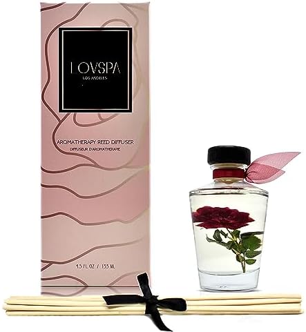 Reed Diffuser Set, PURIFY Rosewater Scented Oil Diffuser with Sticks, Home Fragrance Accessories for Bathroom Shelf Decor, Aroma Diffusers for Home or Office Desk, USA Made