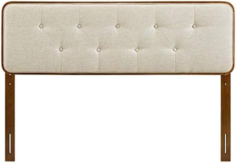 Modway MOD-6235-WAL-BEI Collins Tufted King Fabric and Wood Headboard, Walnut Beige